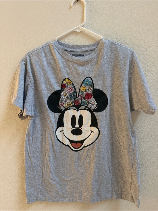 Disney Tops - Disney Minnie Mouse Floral Ears Graphic T-Shirt Gray Heather Size Small
